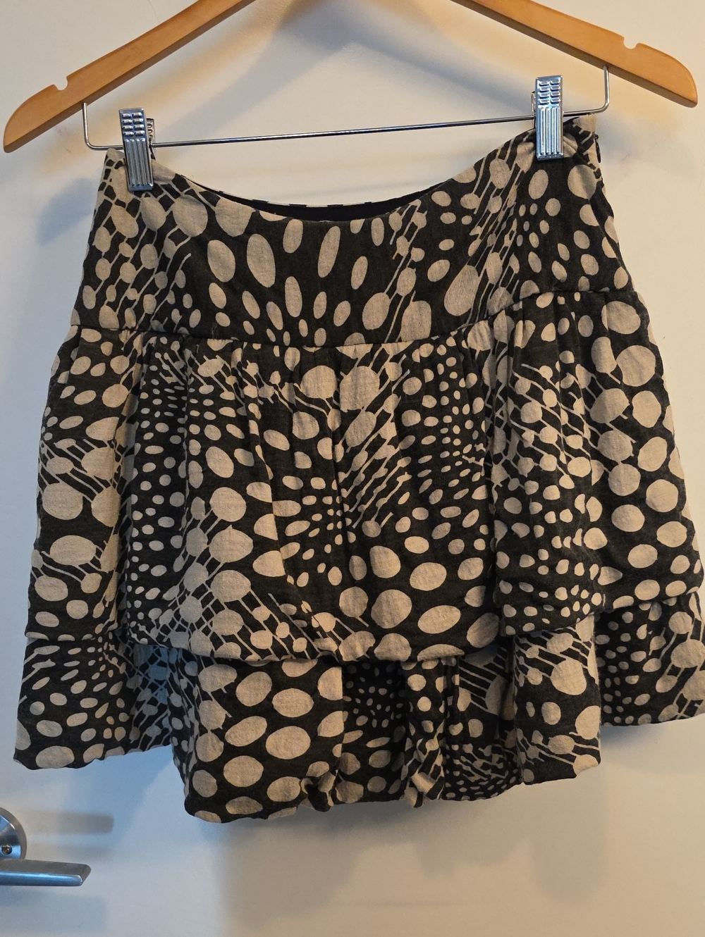Marisfroig Black & Cream Tiered Mini Skirt with Flare